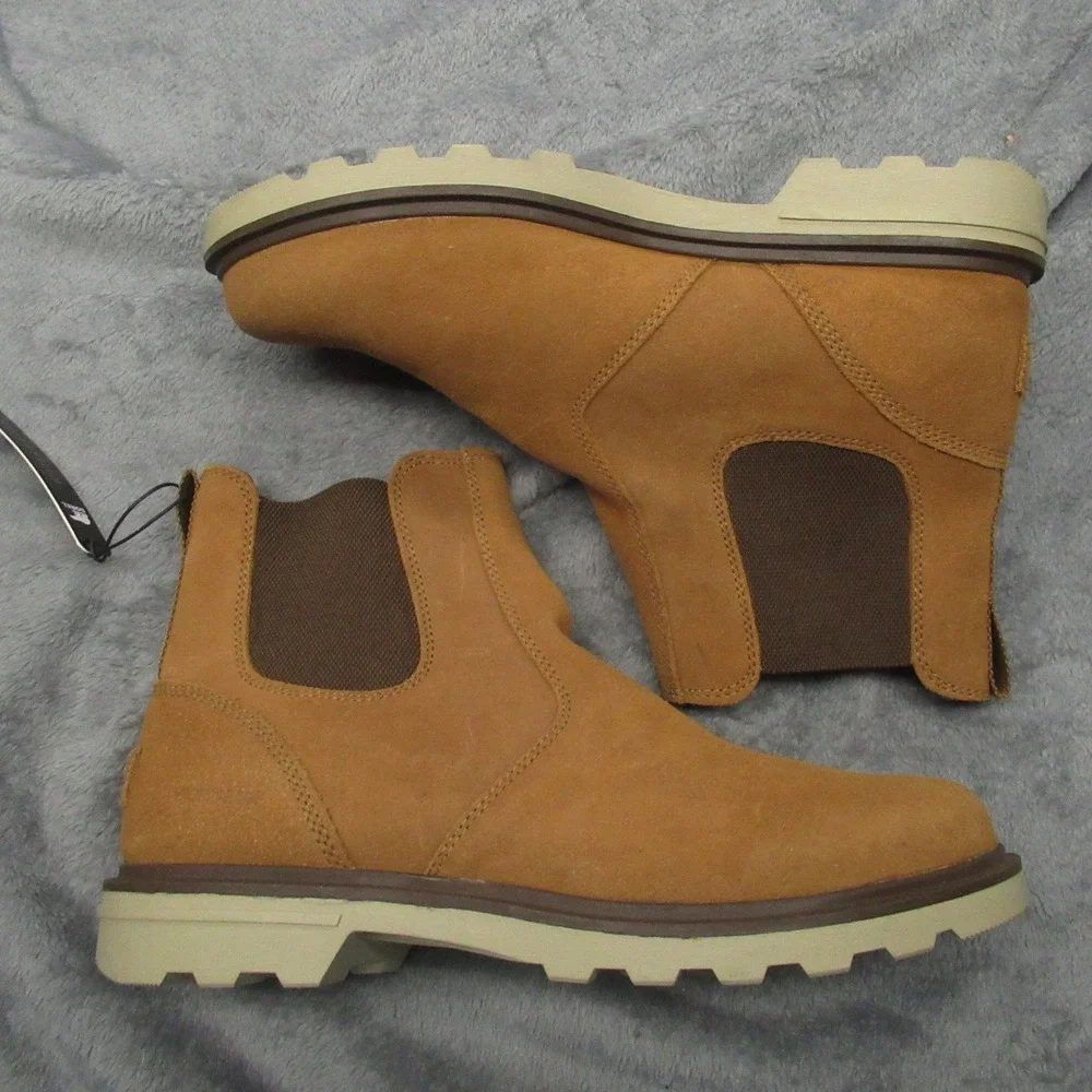 Sorel Mens Boots 8 Brown Waterproof Carson‎ Chelsea Suede Rugged Heel Daily Rain